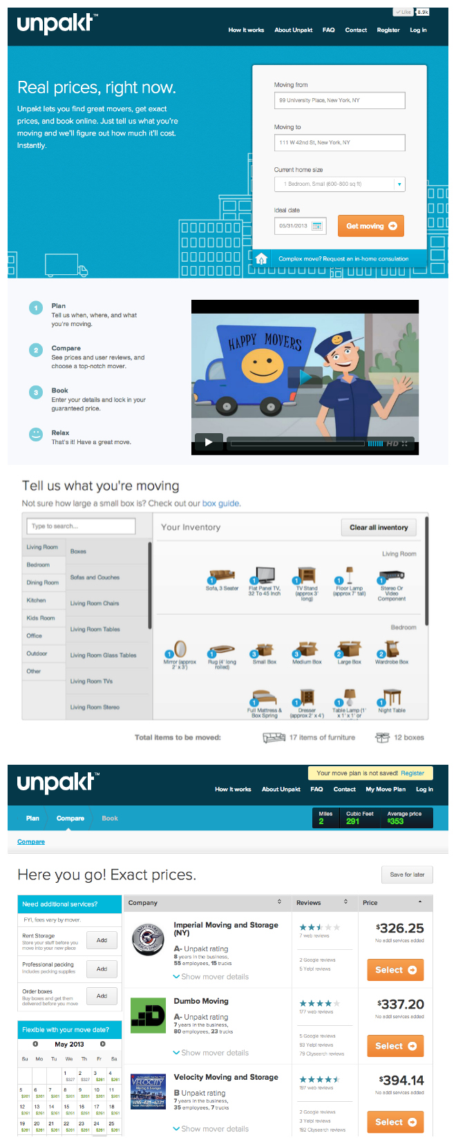 unpakt moving services app