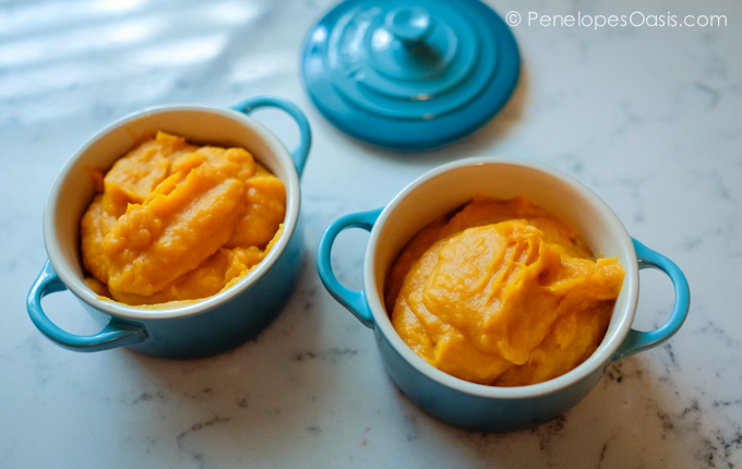 mashed sweet potatoes in le creuset cocottes-2