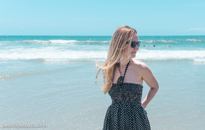 Penelope Guzman on beach in dress-2