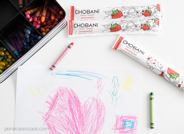 boys color and eat chobani tubes