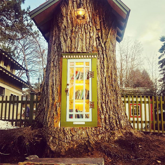 Lending Tree Library made. out of real tree